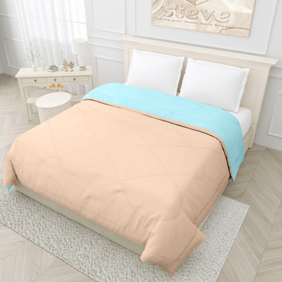 STEVE Solid Single Comforter for  AC Room(Microfiber, PEACH AQUA)