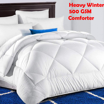 Linenovation Solid Double Comforter for  Heavy Winter(Polyester, White)