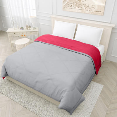 STEVE Solid Single Comforter for  AC Room(Microfiber, PINK-GREY)