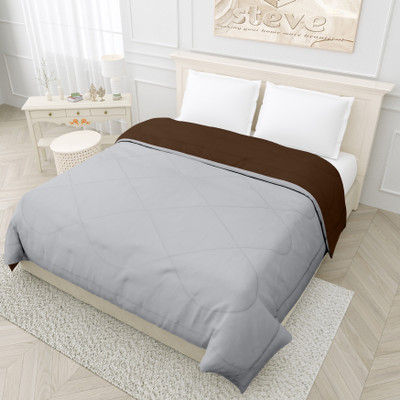 STEVE Solid Double Comforter for  AC Room(Microfiber, BROWN GREY)