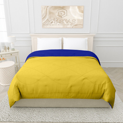 STEVE Solid Single Comforter for  AC Room(Microfiber, YELLOW-BLUE)