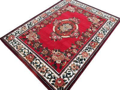 BhCarpet Red Silk Carpet(5 ft,  X 7 ft, Rectangle)