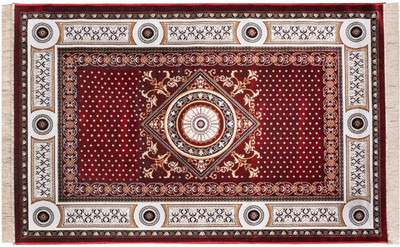 R CARPETS Red Silk Carpet(5 ft,  X 7 ft, Rectangle)