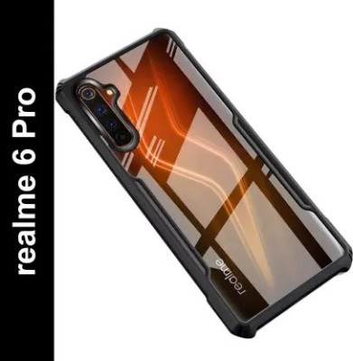 Phone Case Cover Back Cover for Realme 6 Pro(Transparent, Black, Camera Bump Protector, Pack of: 1)