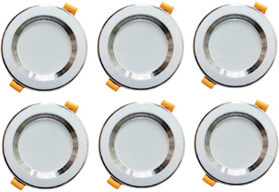 MVL MVL 9W LED Ceiling Down Light (Cool White ) - Pack of 6 Recessed Ceiling Lamp(White)
