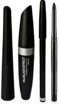 Jolli Huda Professional Beauty EyeLiner + HyperCurly Mascara + EyeBrow Pencil + kazal(4 Items in the set)