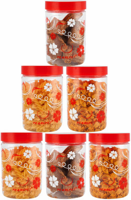 Pearlpet Plastic Utility Container  - 800 ml(Pack of 6, Red)