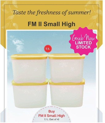 TUPPERWARE Polypropylene Fridge Container  - 1100 ml(Pack of 4, White, Yellow)