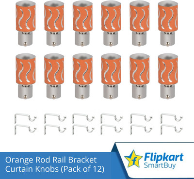 Flipkart SmartBuy Orange Curtain Knobs, Rod Rail Bracket Metal(Pack of 12)