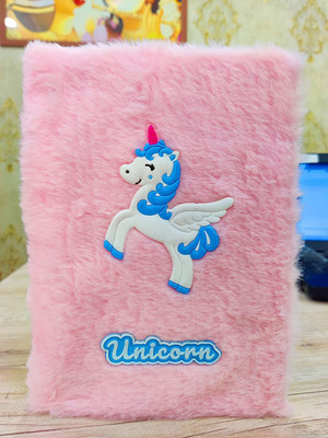 Xudo Soft And Smooth fur Unicorn Diary For Kids A5 Notebook Ruled 100 Pages(Pink)