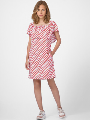 ONLY Women Fit and Flare White, Red Mini/Short Dress