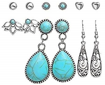 AshandRoh 6 Pairs Bohemian Tassel Earrings Set Vintage National Style Heart Shape Earrings Diamond Stainless Steel, Resin, Stone, Crystal Clip-on Earring, Earring Set, Hoop Earring, Tassel Earring, Jhumki Earring