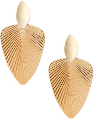 Oomph Gold Tone Leaf Shape Party Fashion Large Beads, Crystal Metal Drops & Danglers