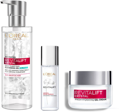 L’Oréal Paris Revitalift Crystal 3 Step Crystal Clear Regime (Cleanse + Treat + Protect)157 Ml (3 Items In The Set) For Rs. 504 @ 54 %
