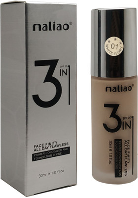 maliao Face Finity Primer Concealer and Foundation 3 in 1 Foundation White Ivory Foundation(White Ivory, 30 ml)
