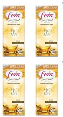 Fem Fair & Soft Gold Hair Removing (Pack of 4)(60gm each) Cream(240 g)