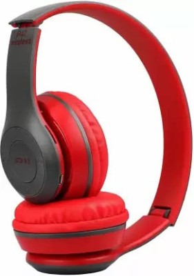 G2L P47 Headphone Over The Ear Foldable with SD Card support Bluetooth Headset Bluetooth & Wired(Red, On the Ear)