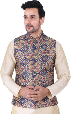 Sadree Sleeveless Self Design Men Jacket