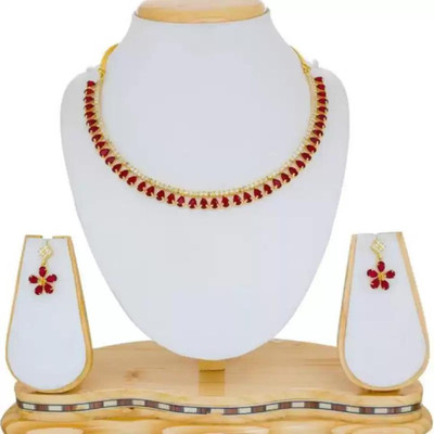 Zcarina Alloy Gold-plated Gold, Red Jewellery Set(Pack of 1)