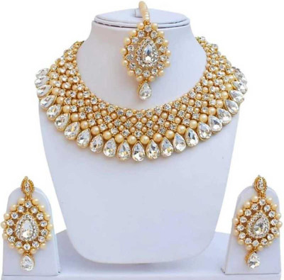 taransha Alloy White Jewellery Set(Pack of 3)