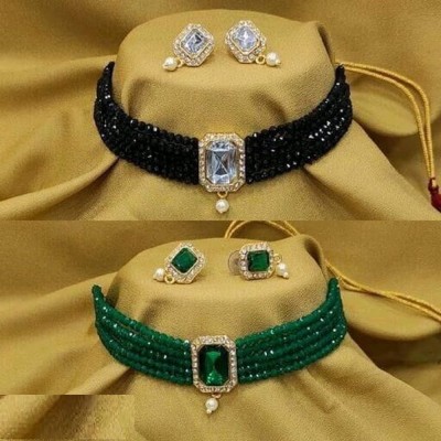 Aashish Imiiation Alloy Green, Black Jewellery Set(Pack of 1)