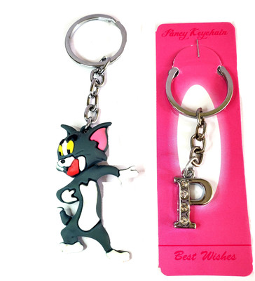 ShopTalk Tom Cartoon Character With Alphabet Letter P Key Chain