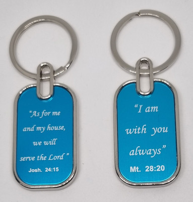 BLESSINGS Set Of 2 Blue E Bible Verses Key Chain