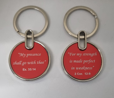 BLESSINGS Set Of 2 Red A Bible Verses Key Chain