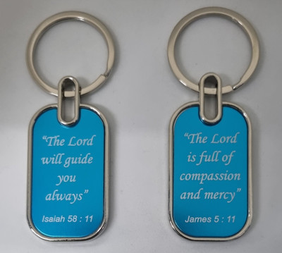BLESSINGS Set Of 2 Blue D Bible Verses Key Chain