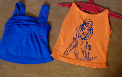saanvi collection Girls Polycotton, Cotton Lycra Blend Tank Top(Orange, Pack of 2)