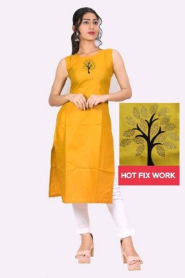 DK Creation Women Self Design A-line Kurta(Yellow)