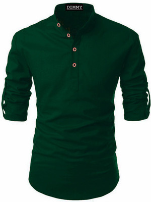DIMMY Men Solid Straight Kurta(Green)