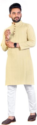 The richstudio Men Solid A-line Kurta(Yellow)