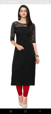 MANTRA DESIGNER Women Solid Straight Kurta(Black)
