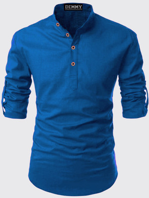DIMMY Men Solid A-line Kurta(Light Blue)