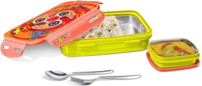 MILTON Steely Deluxe Inner Steel Kids Tiffin Box, 500 ml, Yellow | School Lunch Box 1 Containers Lunch Box(500 ml, Thermoware)