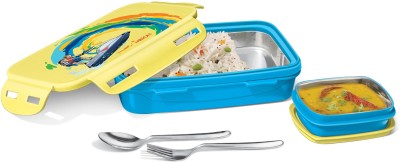 MILTON Steely Deluxe Inner Steel Kids Tiffin Box, 500 ml, Cyan | School Lunch Box 1 Containers Lunch Box(500 ml, Thermoware)