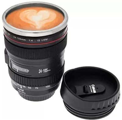 TruClick Camera Lens Shaped Coffee Flask With Lid Stainless Steel Coffee Mug(400 ml)