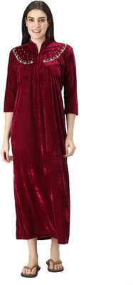 SHARANYA FASHIONS Women Nighty(Maroon)