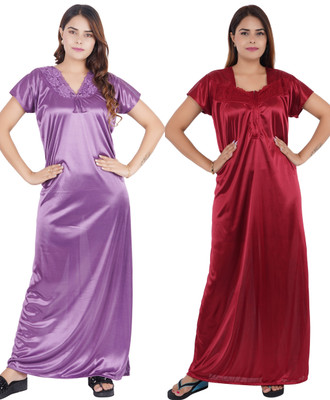 REN STAR Women Nighty(Purple, Maroon)