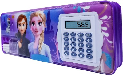 Stakipo Frozen 2 Dual Side Pencil Box with Rotating Calculator | Do You Wanna Build A Snowmen ! Art Plastic Pencil Box(Set of 1, Pink)