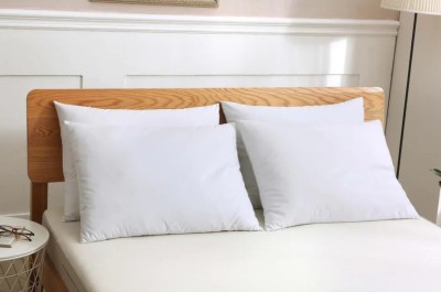 THE LOKH GROUP Cotton Solid Sleeping Pillow Pack of 4(White)