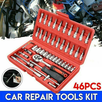 ZURU BUNCH 46 Pcs Spanner Socket Set 1/4 Inch Screwdriver Ratchet Wrench Set Kit Car Repair Hand Tool Kit(46 Tools)