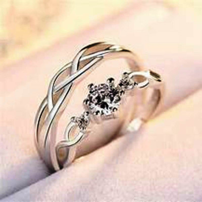 Miami Adjustable Couple Rings Combo for girlfriend boyfriend couples lovers Stainless Steel Crystal, Diamond, Cubic Zirconia, Zircon Platinum, Rhodium, Titanium, Sterling Silver, Gold Plated Ring Set