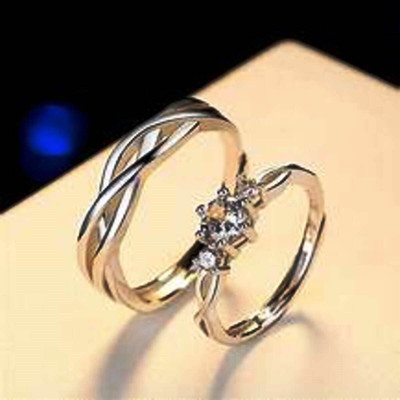 MEENAZ Rings Combo for girlfriend boyfriend couples lovers women girls men boy Stainless Steel Crystal, Diamond, Cubic Zirconia, Zircon Platinum, Rhodium, Titanium, Sterling Silver, Gold Plated Ring Set