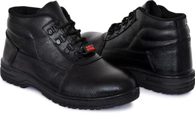 kay1steel Steel Toe Genuine Leather Safety Shoe(Black, S1, S1P, Size 7)