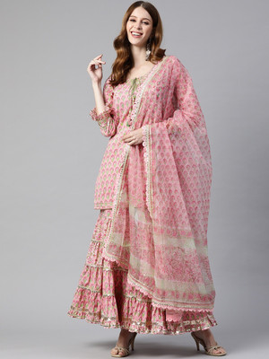 DIVENA Printed Kurta, Sharara & Dupatta Set