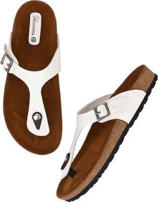 SHENCES Original Cork Sole Men Sandals(White , 9)