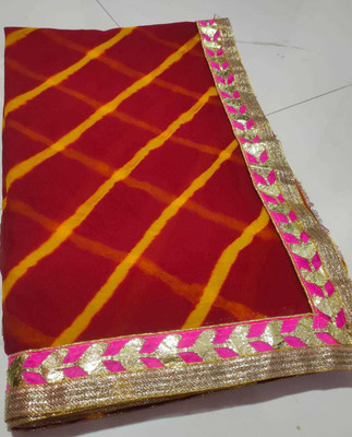 NeeLKANTH ENTERPRISE Printed, Color Block, Digital Print, Geometric Print Bandhani Chiffon Saree(Maroon)