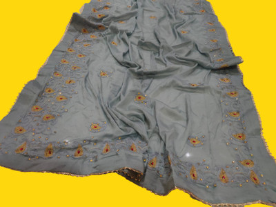 NeeLKANTH ENTERPRISE Embroidered Bandhani Crepe Saree(Grey)